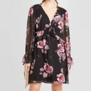 NWT floral two-front mini dress